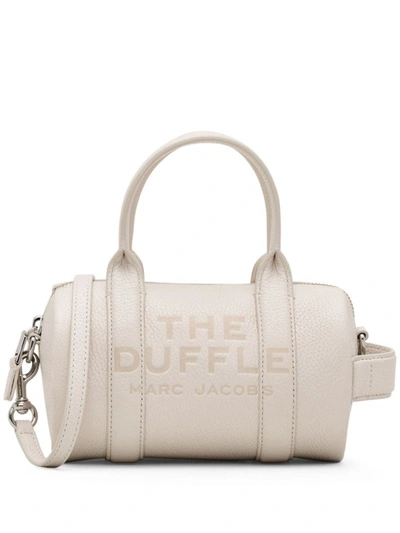 Shop Marc Jacobs The Mini Leather Duffle Bag In Cotton/silver
