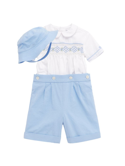 Shop Polo Ralph Lauren Baby Boy's Shirt & Seersucker Shorts Set In Office Blue