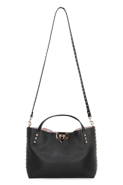 Shop Valentino Garavani - Rockstud Leather Small Bag In Black