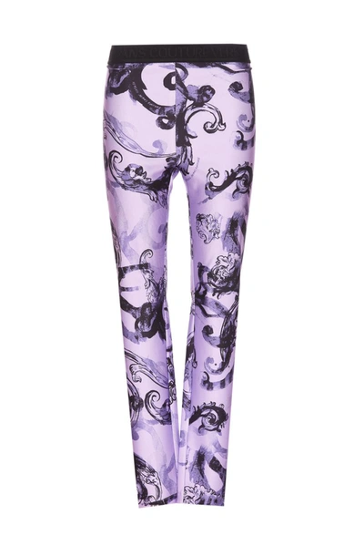 Shop Versace Jeans Couture Trousers In Viola