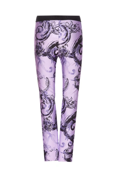 Shop Versace Jeans Couture Trousers In Viola