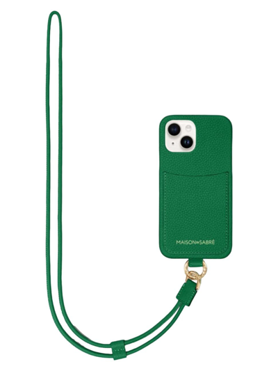 Shop Maison De Sabre Sling Phone Case (iphone 15) In Emerald Green