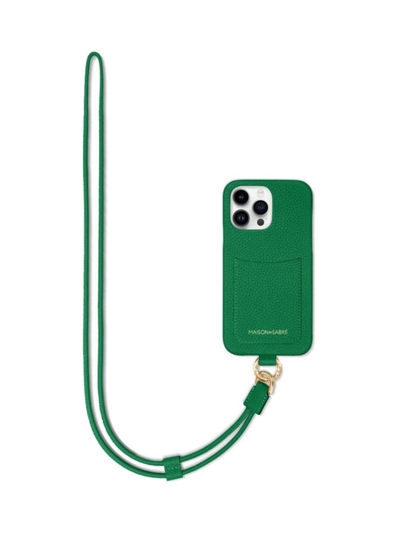 Shop Maison De Sabre Sling Phone Case (iphone 14 Pro) In Emerald Green