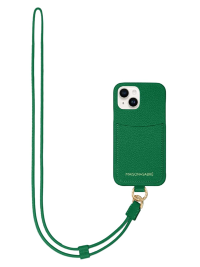 Shop Maison De Sabre Sling Phone Case Iphone 14 Plus In Emerald Green