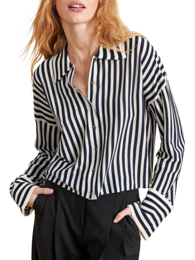 Shop La Ligne Women's Meredith Shirt In Cream Navy