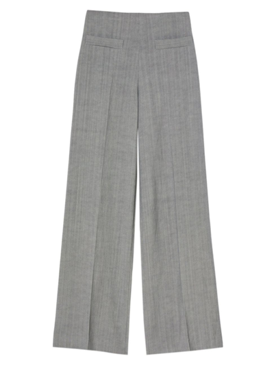 Shop Sandro Women's High-waisted Flared Trousers In Light Grey