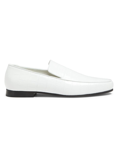 Shop Totême Women's The Croco Embossed-leather Loafers In White