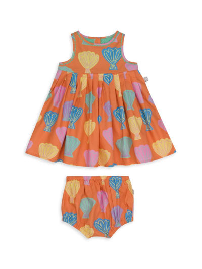 Shop Stella Mccartney Baby Girl's Seashell Print Dress & Bloomers Set In Orange