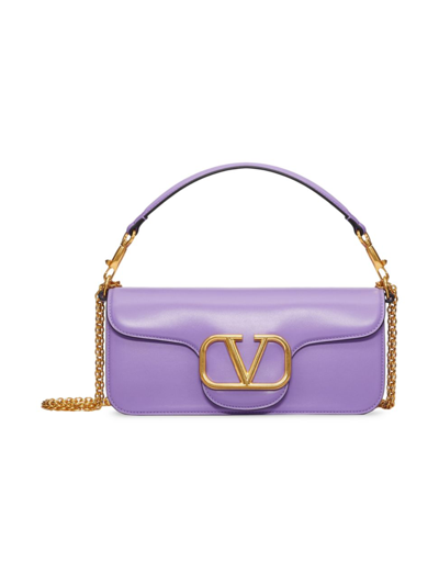 Shop Valentino Women's Locò Calfskin Shoulder Bag In Purple