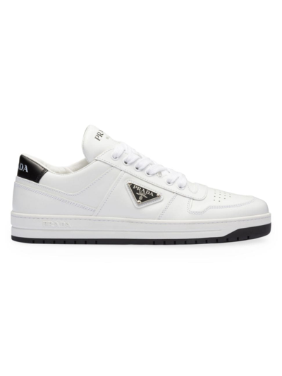Shop Prada Women's Downtown Perforated Leather Sneakers In White