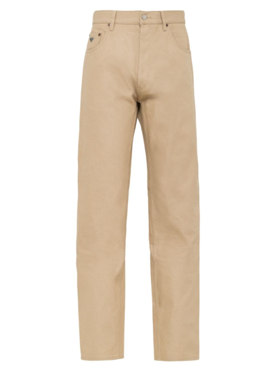 Shop Prada Men's Five Pocket Denim Jeans In Beige