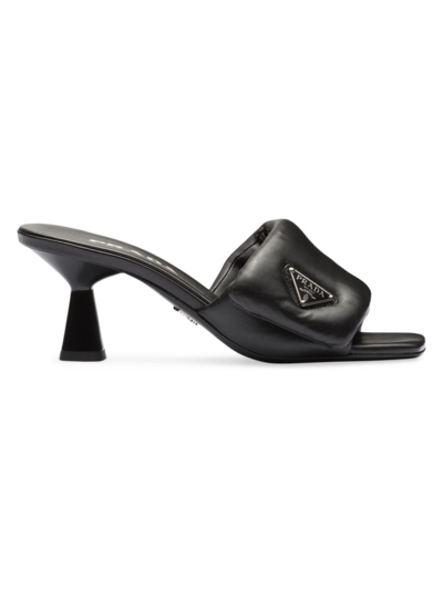 Shop Prada Women's Soft Padded Nappa Sandals In Black