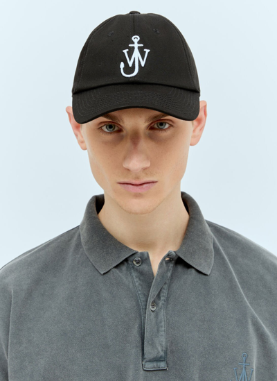 Shop Jw Anderson Logo Embroidery Baseball Cap In Black