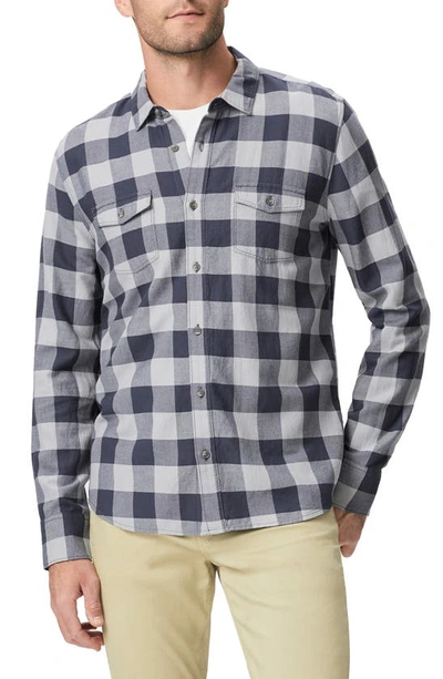 Shop Paige Everett Plaid Flannel Button-up Shirt In Navy Lake