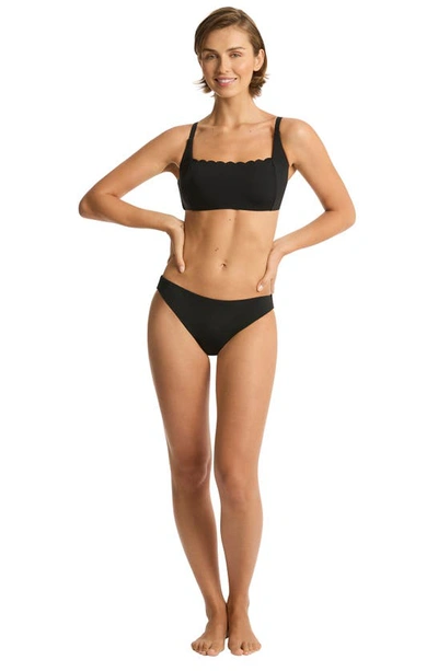 Shop Sea Level Scalloped Square Neck Bikini Top In Black