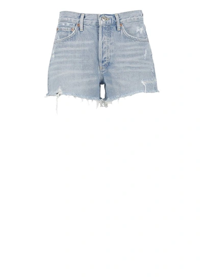 Agolde Ridley Vintage High Rise Shorts In Blue