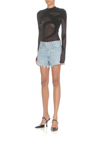 Agolde Ridley Vintage High Rise Shorts In Blue