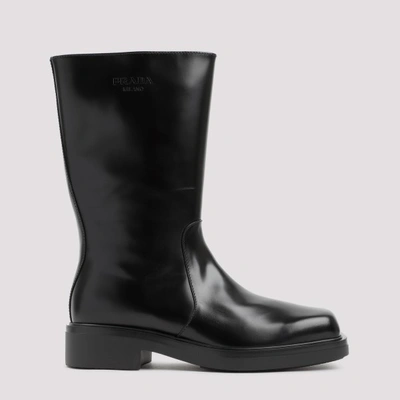 Shop Prada Leather Boots In F Nero