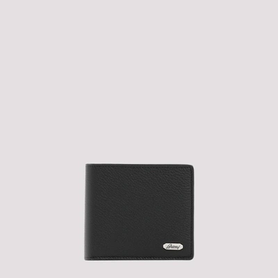 Shop Brioni Leather Wallet In Black Taupe