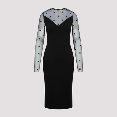 Shop Givenchy Long Sleeve 4g Tulle Dress In Black