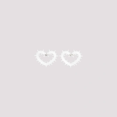 Shop Hugo Kreit Spiky Heart Hoops Earrings In Cle Clear