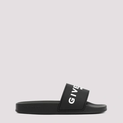 Shop Givenchy Logo Flat Slide Sandals In Black