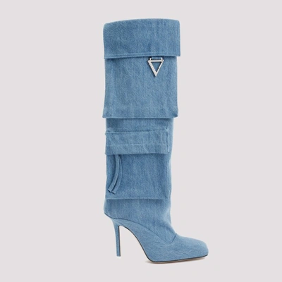 Shop Attico The  Sienna Tube Boot In Denim Washed