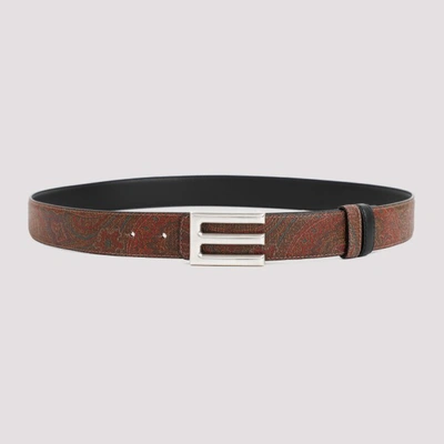 Shop Etro Leather Belt In Nero
