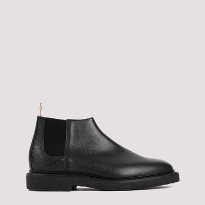 Shop Thom Browne Leather Mid Top Chelsea Boots In Black