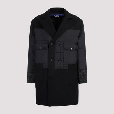 Shop Junya Watanabe Wool Coat In Black Black