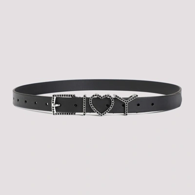 Shop Y/project Y Heart 25mm Belt In Black Black Rhinestones