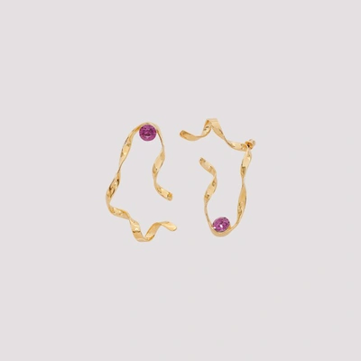 Shop Dries Van Noten Brass Earrings In Purple