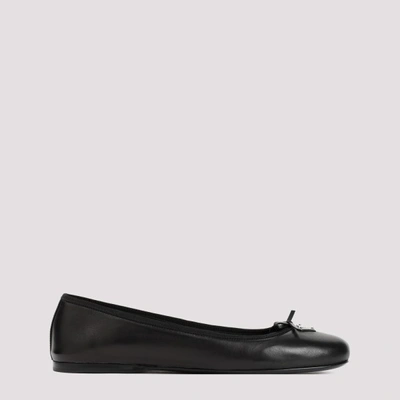 Shop Prada Lamb Leather Ballerinas In F Nero