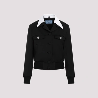 Shop Prada Single-breasted Wool And Satin Jacket In F Nero