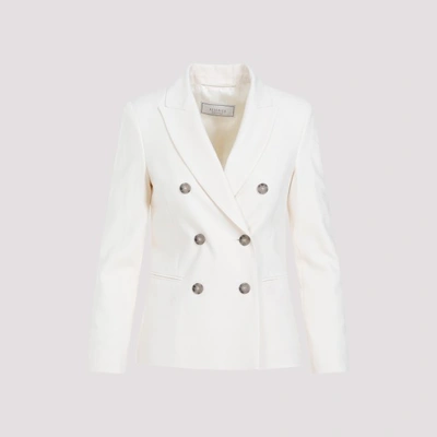 Shop Peserico Double Breasted Jacket In Beige
