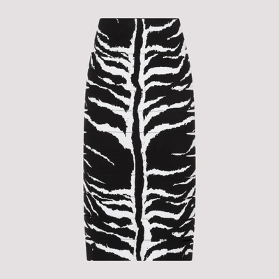 Shop Alaïa Alaia Zebra Pencil Skirt In Blanc Noir
