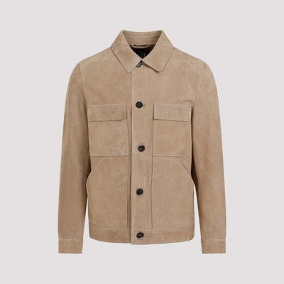 Shop Dunhill Suede Tailored Jacket In Fawn