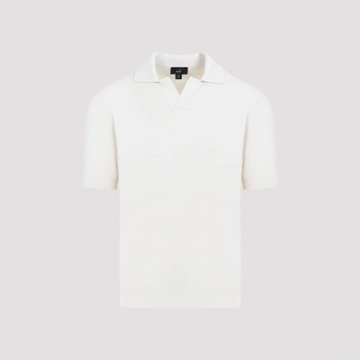 Shop Dunhill Ribbed Silk Polo In Off White