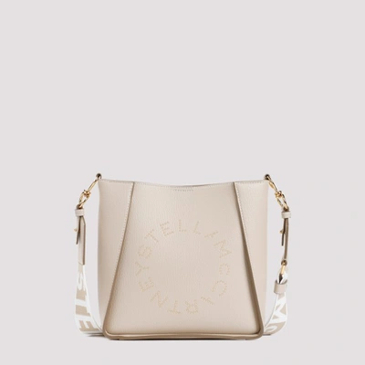 Shop Stella Mccartney Studded Logo Mini Crossbody Bag In Cream