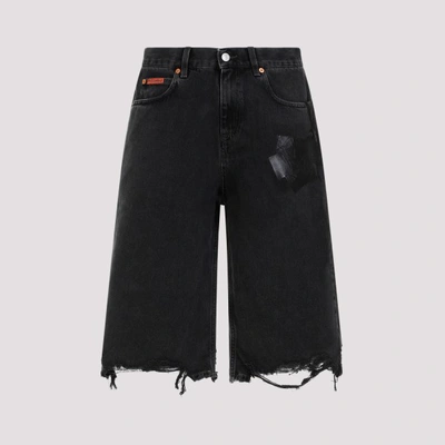 Shop Martine Rose Jeans Short In Blwaga Black Wash Gaffer Tape