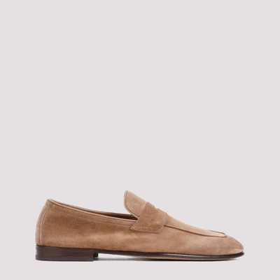 Shop Brunello Cucinelli Suede Leather Loafers In C Brown