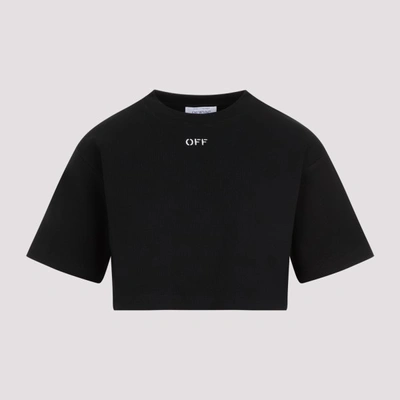 Shop Off-white Off White Stamp Cropped T-shirt In Black White