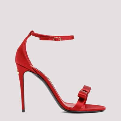 Shop Dolce & Gabbana Viscose Sandals In Dark Red
