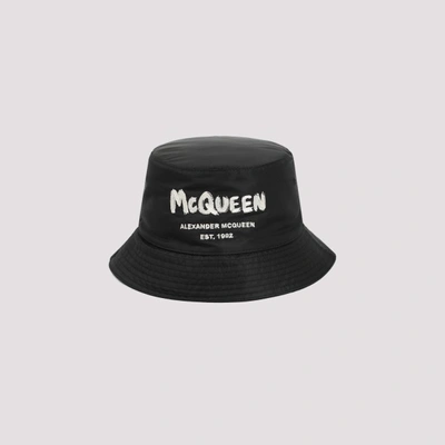 Shop Alexander Mcqueen Graffiti Hat In Black Ivory