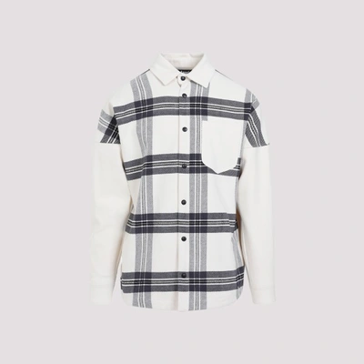 Shop Palm Angels Back Logo Check Overshirt In Off White