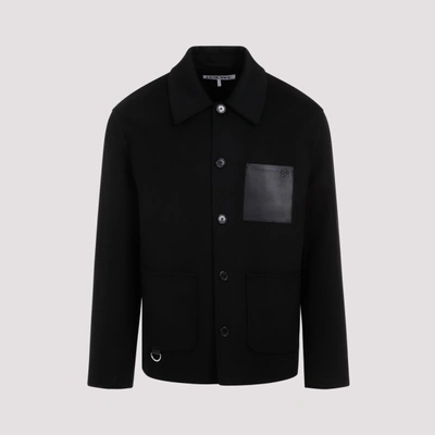 Shop Loewe Cotton Workwear Jacket In Black