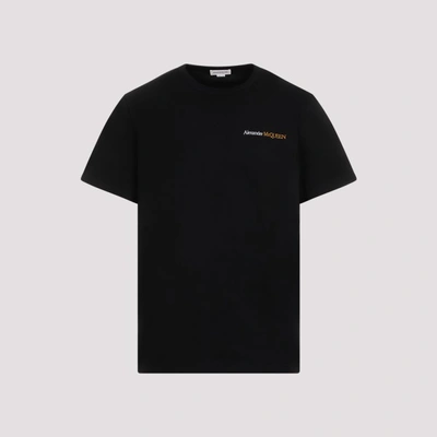 Shop Alexander Mcqueen Cotton T-shirt In Black Silver Gold