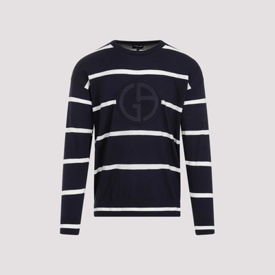 Shop Giorgio Armani Cotton And Cashmere Sweater In Fbv Fantasia Blu Notte