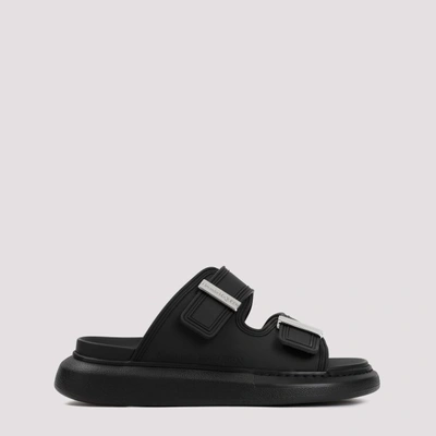 Shop Alexander Mcqueen Rubber Sandals In Black Silver