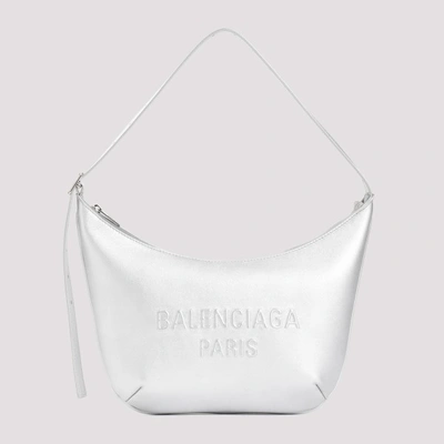 Shop Balenciaga Leather Mary Kate Sling Bag In Silver